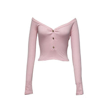 Load image into Gallery viewer, Spring Summer Ladies Sweet Button V Neck Solid Blouses Women 2021 New Elegant Fashion Full Sleeve Midweight Pullover