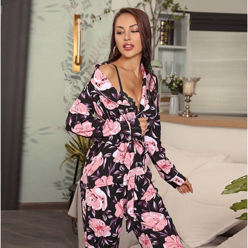Spring / Summer New 100% Viscose Long-sleeved Trousers Ladies Pajamas Suit Simple Style Long Pajamas Women's Home Service Set