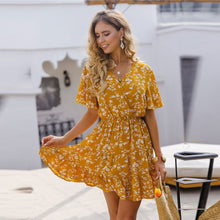 Load image into Gallery viewer, Spring Summer Sexy Short Floral Dress Women 2021 New Butterfly Sleeve V Neck Print Party Dresses For Women Casual Ruffles