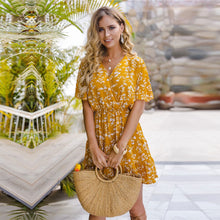 Load image into Gallery viewer, Spring Summer Sexy Short Floral Dress Women 2021 New Butterfly Sleeve V Neck Print Party Dresses For Women Casual Ruffles