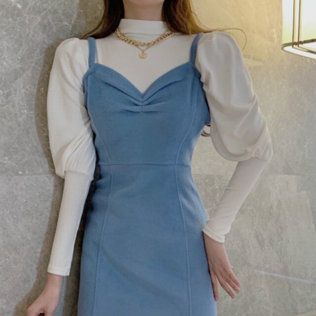 Spring Sweet Dress Women Elegant Trumpet Party Slim Midi Dress Female Office Lady French High Street Korean Dress Women 2021 New