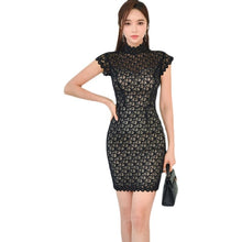 Load image into Gallery viewer, Spring Two Piece Set Clothes Female 2021 New Fashion Women Sexy Hollow Out Lace Tops+Office Ladies Bodycon Pencil Skirts Suits