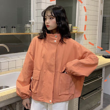 Load image into Gallery viewer, Spring and Autumn New Solid Color Tooling Short Jacket Female Students Loose Wild BF Stand-up Collar Long-sleeved Jacket