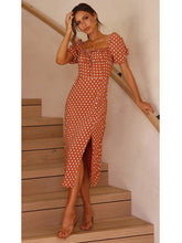 Load image into Gallery viewer, Spring and summer 2021 new hem split short sleeve dress Floral Chiffon slim sexy versatile long fashion temperament women&#39;s wear