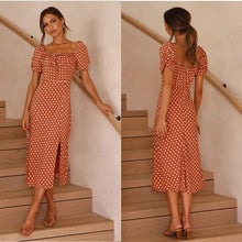 Load image into Gallery viewer, Spring and summer 2021 new hem split short sleeve dress Floral Chiffon slim sexy versatile long fashion temperament women&#39;s wear