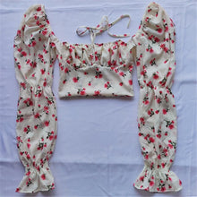 Load image into Gallery viewer, Square Collar Crop Tees Tops Women&#39;s Puff Sleeve Tanks Top  Blouse Fashion Retro Clothing Summer Blouses Female Shirts