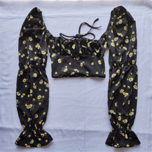 Load image into Gallery viewer, Square Collar Crop Tees Tops Women&#39;s Puff Sleeve Tanks Top  Blouse Fashion Retro Clothing Summer Blouses Female Shirts