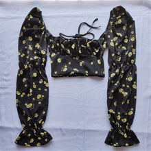 Load image into Gallery viewer, Square Collar Crop Tees Tops Women&#39;s Puff Sleeve Tanks Top  Blouse Fashion Retro Clothing Summer Blouses Female Shirts