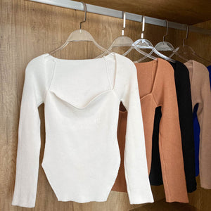 Square Collar Long Sleeve Woman Sweaters Knitted Pullover Women Spring Autumn Sweater Winter Tops For Women Black White Jumper