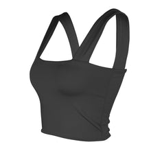 Load image into Gallery viewer, Square Neck Sleeveless Summer Crop Top White Women Black Casual Basic T Shirt Off Shoulder Cami Sexy Backless Tank Top