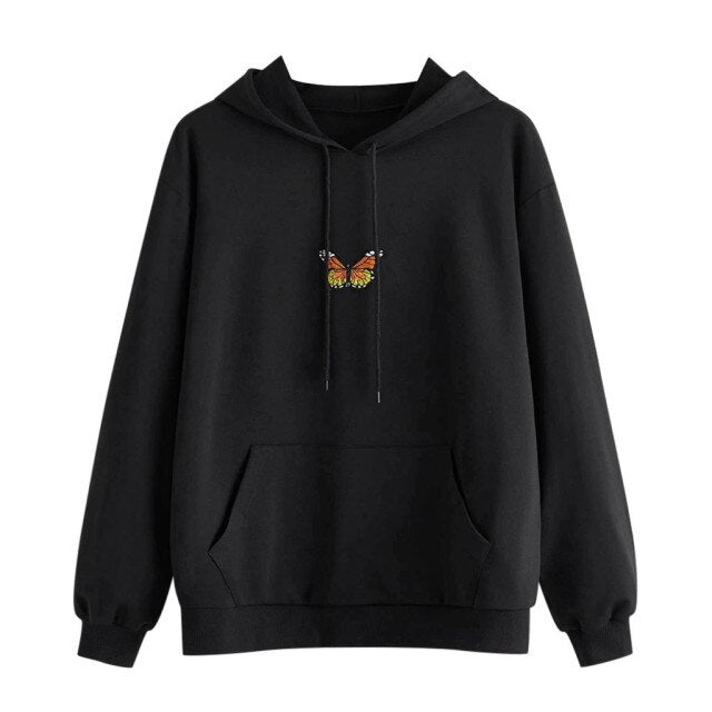 Streetwear Hoodies Women Sweatshirt Autumn Long Sleeve Hoodies Harajuku Hoodie Butterfly Print Sweatshirt Women Pullover Mujer