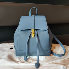 Load image into Gallery viewer, String Close Design Classic Women Backpack Full Grain Cowhide Leather Female Double Shoulder Bag All-match College Schoolbag