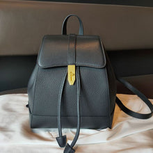 Load image into Gallery viewer, String Close Design Classic Women Backpack Full Grain Cowhide Leather Female Double Shoulder Bag All-match College Schoolbag