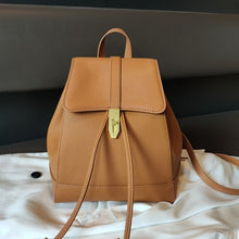 Load image into Gallery viewer, String Close Design Classic Women Backpack Full Grain Cowhide Leather Female Double Shoulder Bag All-match College Schoolbag