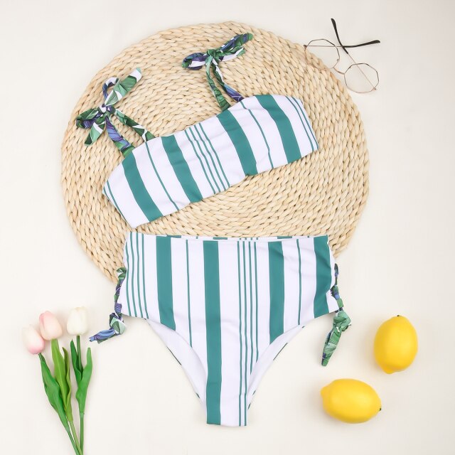 Striped Bikinis 2021 Sexy Women Swimsuit Swimwear Female Brazilian Bather High Waist Bikini Set Biquini Bathing Suit