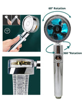 Load image into Gallery viewer, Strong Pressurization Spray Nozzle Water Saving  Rainfall 360 Degrees Rotating With Small Fan Washable Hand-held Shower Head