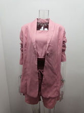 Load image into Gallery viewer, Suit Blazer Short Sets 2021 Solid Spring Summer Outerwear Fashion High Waist Three Pieces Sets Office Lady Notched Blazer Sets
