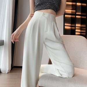 Suit Pants Women Spring and Autumn 2023 New High Waist Dropped Wide Leg Pants Relaxed Slim Narrow Floor Sweeping Commuter Pants