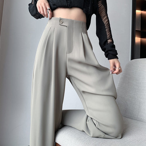 Suit Pants Women Spring and Autumn 2023 New High Waist Dropped Wide Leg Pants Relaxed Slim Narrow Floor Sweeping Commuter Pants