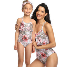 Load image into Gallery viewer, Summer 2021 New Parent-Child Swimsuit  Printed Ruffled One-Piece Bikini