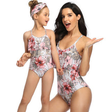 Load image into Gallery viewer, Summer 2021 New Parent-Child Swimsuit  Printed Ruffled One-Piece Bikini