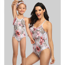 Load image into Gallery viewer, Summer 2021 New Parent-Child Swimsuit  Printed Ruffled One-Piece Bikini
