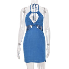 Load image into Gallery viewer, Summer 2021 New Women Backless Shirring Patchwork Sexy Dress For Ladies Sleeveless Spaghetti Strap Slim Solid Dress