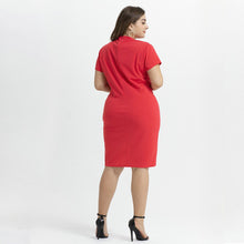 Load image into Gallery viewer, Summer 2021 Plus Size Dress Fashion Sexy Slim OL Style Short Sleeve Red Vestidos Office Elegant Dress Retro Women&#39;s Knee Dress