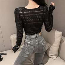 Load image into Gallery viewer, Summer 2021 Womens Tops Blouses Lace Patchwork Long Sleeves Solid Shirt Women Blouse Blusas Roupa Feminina Shirts