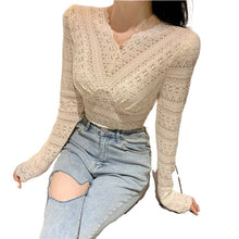 Load image into Gallery viewer, Summer 2021 Womens Tops Blouses Lace Patchwork Long Sleeves Solid Shirt Women Blouse Blusas Roupa Feminina Shirts