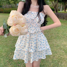 Load image into Gallery viewer, Summer 2022 Sexy Bandeau Kawaii Princess Dress Women Japanese Ruffle Sleeveless Sweet Girl Floral Dress Casual Korean Clothing