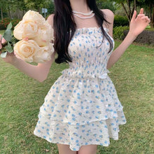 Load image into Gallery viewer, Summer 2022 Sexy Bandeau Kawaii Princess Dress Women Japanese Ruffle Sleeveless Sweet Girl Floral Dress Casual Korean Clothing
