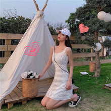 Load image into Gallery viewer, Summer Beach Dot Print Strap Dress Women Holiday Sweet Kawaii Floral Mini Dress Korean Chic Fashion Outdoor O-neck Sundress 2021