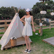 Load image into Gallery viewer, Summer Beach Dot Print Strap Dress Women Holiday Sweet Kawaii Floral Mini Dress Korean Chic Fashion Outdoor O-neck Sundress 2021