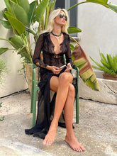 Load image into Gallery viewer, Summer Beach Dress Women Elegant Bandage Ruffles Slim Maxi Dress 2022 New Sexy Blue Long Sleeve Evening Party Dress Club Outfits