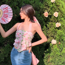 Load image into Gallery viewer, Summer Beach Sexy Floral Crop Top Women Print Y2k Sweet Boho Party Casual Vest 2021 Backless High Street Cute Korean Halter Tops