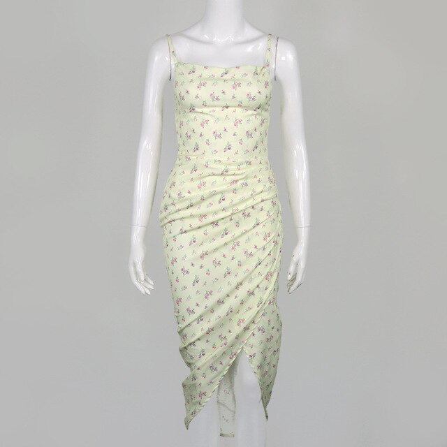 Summer Boho Floral Beach Dress Casual Holiday Dresses Sexy Pink Slip Sundress Vacation Clothes For Women Vestido De Mujer 2021