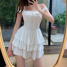 Load image into Gallery viewer, Summer Bud Dresses Women&#39;s Clothing Bodycon Mini Sexy Halter Pleated Vintage Cascading Ruffule Off Shoulder 2021 Fairy Vestidos