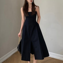 Load image into Gallery viewer, Summer Camisole Dress Women Irregular Mid-Calf High Waist Dress Solid Casual Pullover Slash Neck Sleeveless Dresses Female