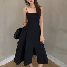 Load image into Gallery viewer, Summer Camisole Dress Women Irregular Mid-Calf High Waist Dress Solid Casual Pullover Slash Neck Sleeveless Dresses Female
