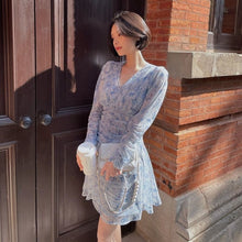 Load image into Gallery viewer, Summer Chiffon Elegant Dress Women French Sweet Print Floral Long Dress Female Casual V-neck Holiday Pretty Party Dress 2021 New