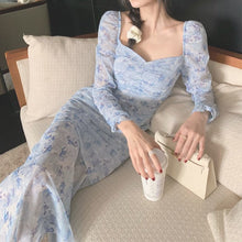 Load image into Gallery viewer, Summer Chiffon Elegant Dress Women French Sweet Print Floral Long Dress Female Casual V-neck Holiday Pretty Party Dress 2021 New