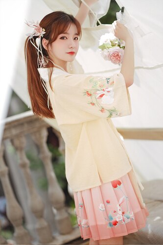 Summer Clothing Origional Women 's Hanfu Dress Daily Short Sleeve Hanfu Embroidered Female Chinese -style Element Skirt Women