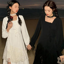 Load image into Gallery viewer, Summer Designer Elegant White Black Dress Women Chic Korean Split Irregular Bandage Dress High Street Outdoor Party Dresses 2021