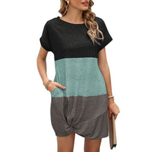 Load image into Gallery viewer, Summer Dress Women платье 2021 Splicing Mini Dress Twist-Hem  A-Line Dress Gown Casual Loose Vestidos de mujer Women&#39;s Dress