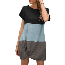 Load image into Gallery viewer, Summer Dress Women платье 2021 Splicing Mini Dress Twist-Hem  A-Line Dress Gown Casual Loose Vestidos de mujer Women&#39;s Dress