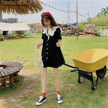 Load image into Gallery viewer, Summer Dress Women Sweet Niche Peter Pan Collar French Elegant Short Sleeve Lace-Up Fairy One Piece Dress Korean 2021 Chic