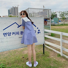 Load image into Gallery viewer, Summer Dress Women Sweet Niche Peter Pan Collar French Elegant Short Sleeve Lace-Up Fairy One Piece Dress Korean 2021 Chic