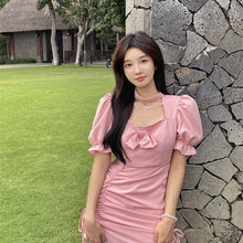 Load image into Gallery viewer, Summer Elegant Fairy Dress Women Designer Sweet Puff Sleeve Kawaii Dress Female Chiffon Casual Holiday Party Mini Dress 2021 New