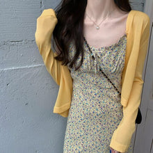 Load image into Gallery viewer, Summer Elegant Print Floral Dress Women French Korean Bow Slim Strap Dress Female Casual Holiday Party Beach Midi Dress 2021 New